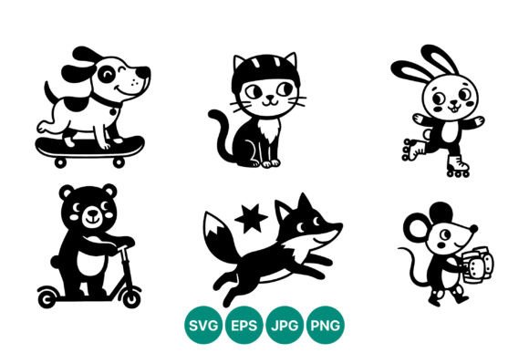 Black White Animal Vector Fun Cartoon