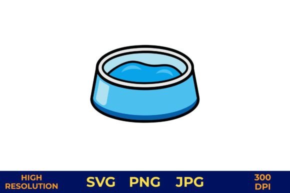 Blue Pet Water Bowl Vector Design