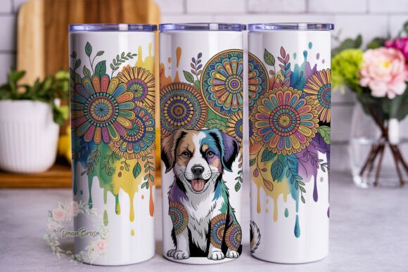 Bohemian Dog Sunflower Mandala 20oz Wrap