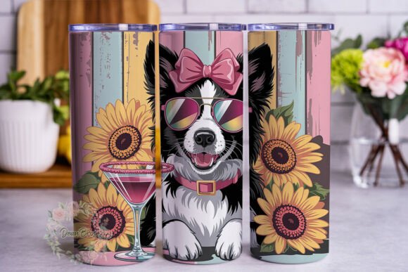 Cool Dog Sunflowers Martini Tumbler