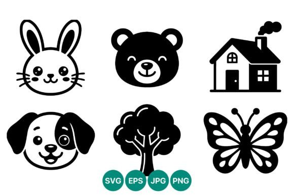Cute Animal House Tree Icons