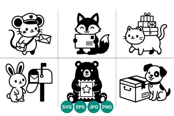 Cute Animal Mail Carrier Vector Icons