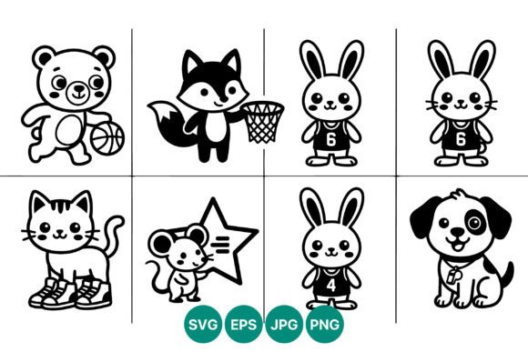 Cute Cartoon Animals Playing Sports