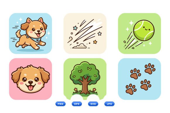 Cute Doggy Icon Clipart Pack
