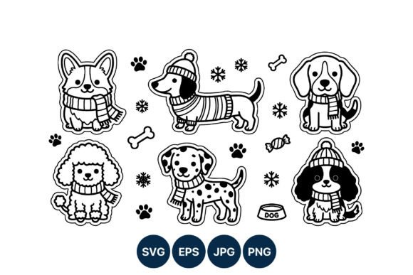 Cute Dogs with Winter Hats and Scarves