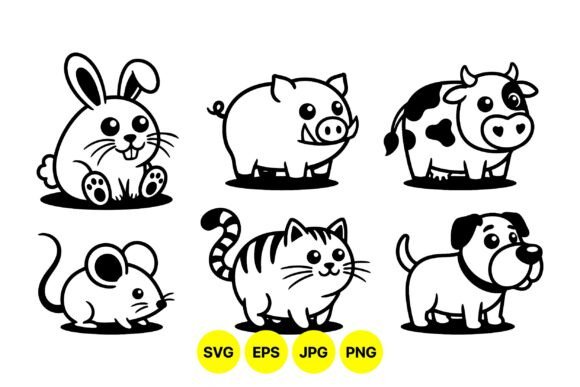 Cute Farm Animal Clipart Set
