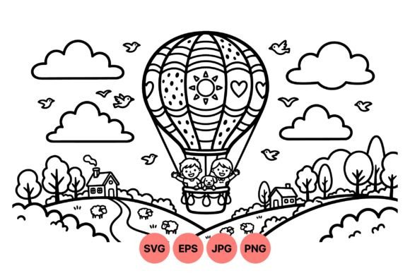 Cute Hot Air Balloon Kids Clipart