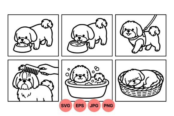 Cute Puppy Care Clipart Set