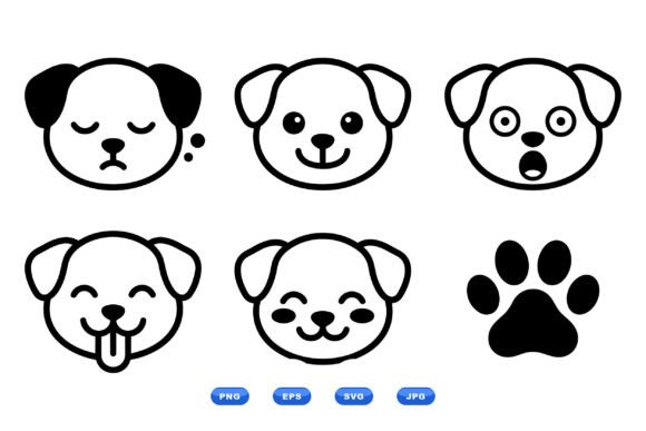 Cute Puppy Face Clipart Set