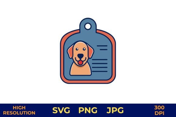 Cute Puppy on Blue Pet ID Tag Vector