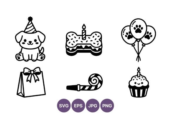 Cute Puppy Party Elements Vector