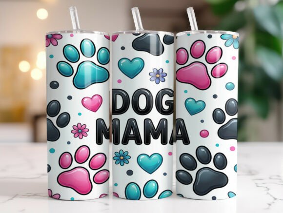 Dog Mama Paw Print 20 Oz Tumbler Wrap