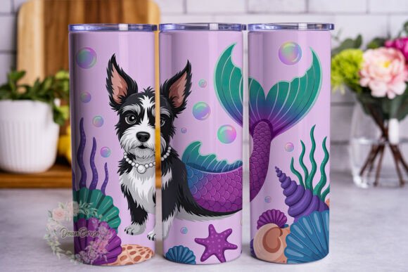 Dog Mermaid Fantasy 20oz Tumbler Wrap
