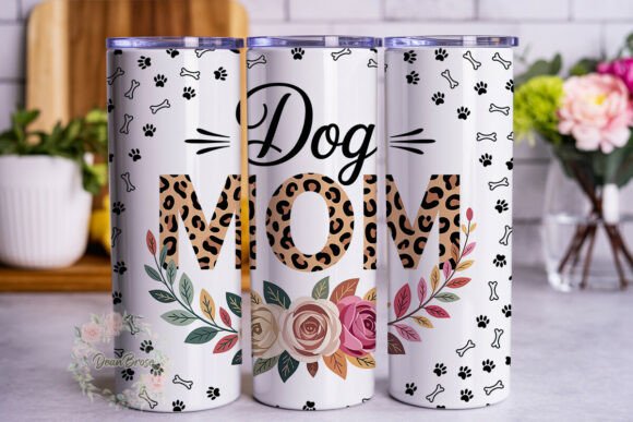 Dog MOM Leopard Print Floral Tumbler