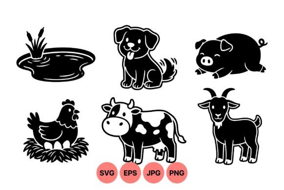 Farm Animal Silhouette Clipart