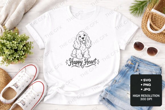 Happy Heart Cocker Spaniel Tshirt Design