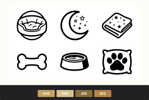 Pet Bed Bone Bowl Bone Pillow Moon Stars