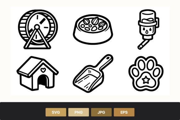 Pet Care Black White Line Icons