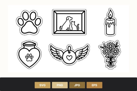 Pet Memorial Black White Icons
