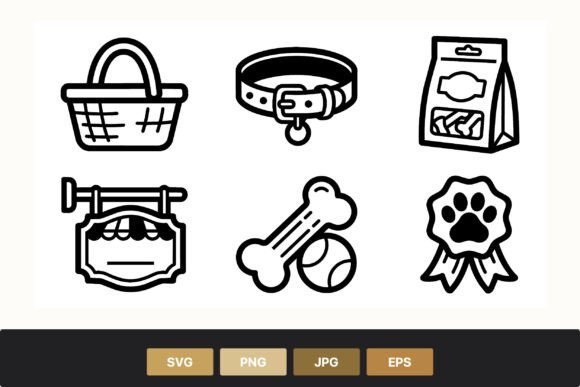 Pet Store Line Art Icons