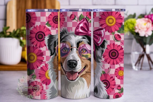Pink Glam Dog Sunflower 20oz Tumbler Wra
