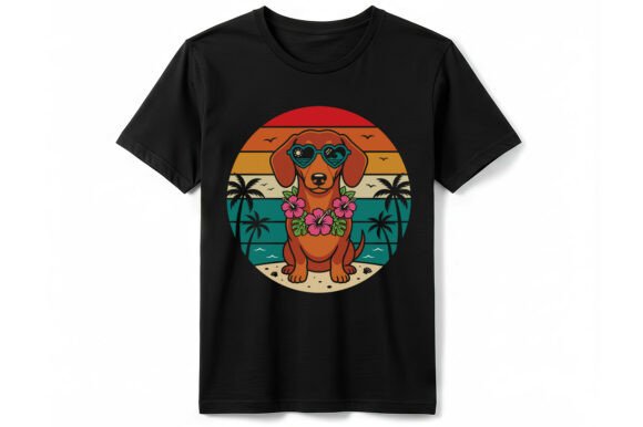 Retro Dachshund Beach Summer T-Shirt