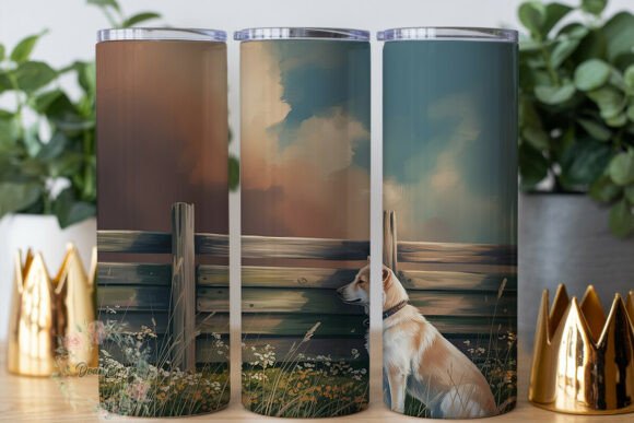 Rustic Dog Field 20oz Tumbler Wrap