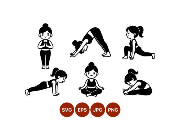 Yoga Woman Black and White Vector Art